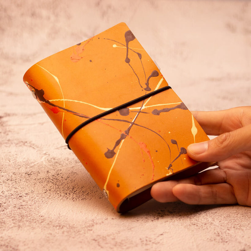 joegoods.com, JoeGoods_genuine_Leather_splatter_1901 A7 Travelers Notebook