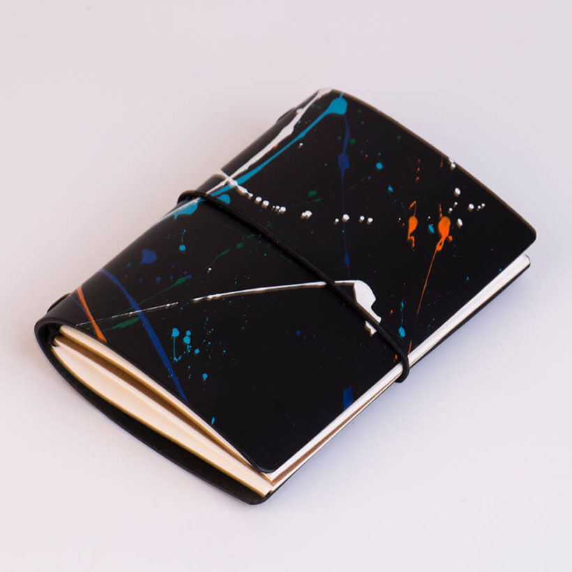 joegoods.com, JoeGoods_genuine_Leather_splatter_1903 Small Travelers Notebook
