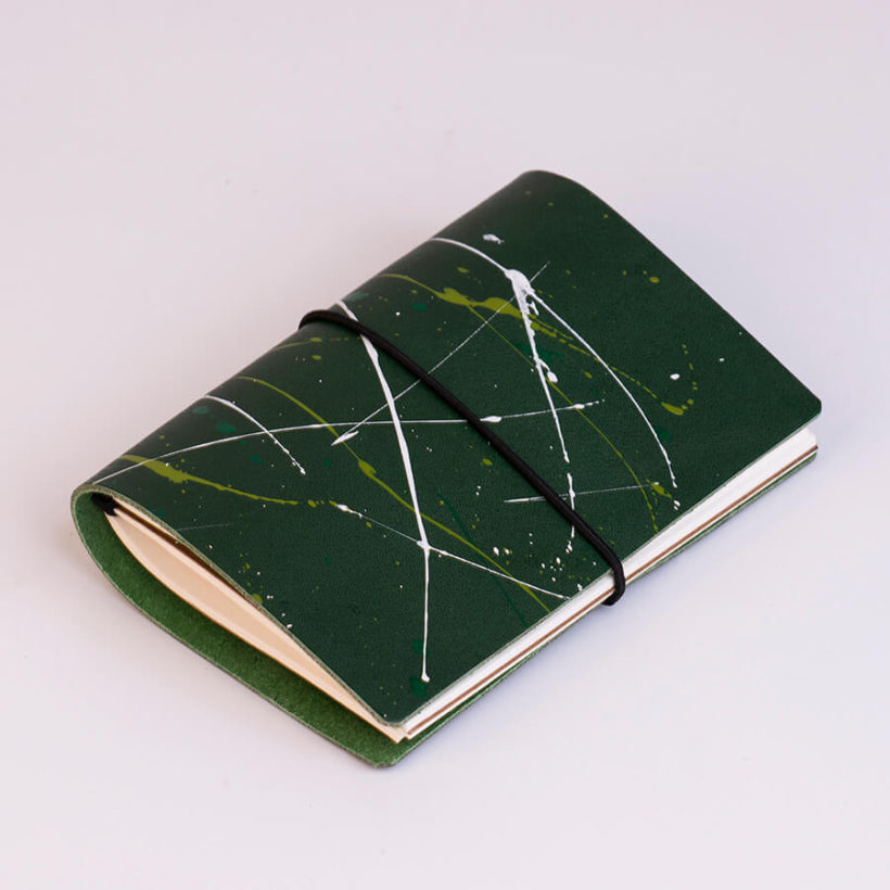 joegoods.com, JoeGoods_genuine_Leather_splatter_1903 Small Travelers Notebook