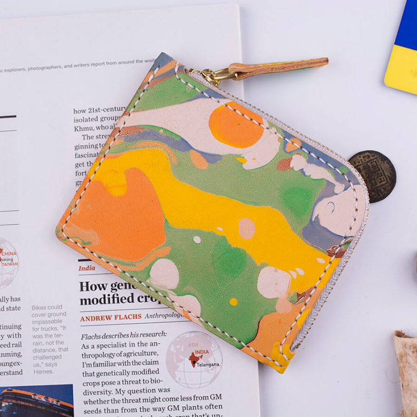 joegoods.com, JoeGoods_genuine_Leather_marble_1102 Stylish Short Zipper Wallet