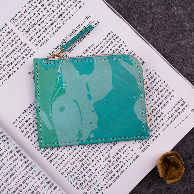 joegoods.com, JoeGoods_genuine_Leather_marble_1102 Stylish Short Zipper Wallet