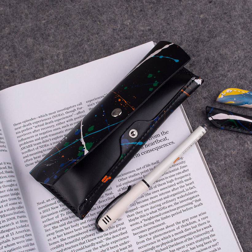joegoods.com, JoeGoods_genuine_Leather_splatter_1201 Pencil Case